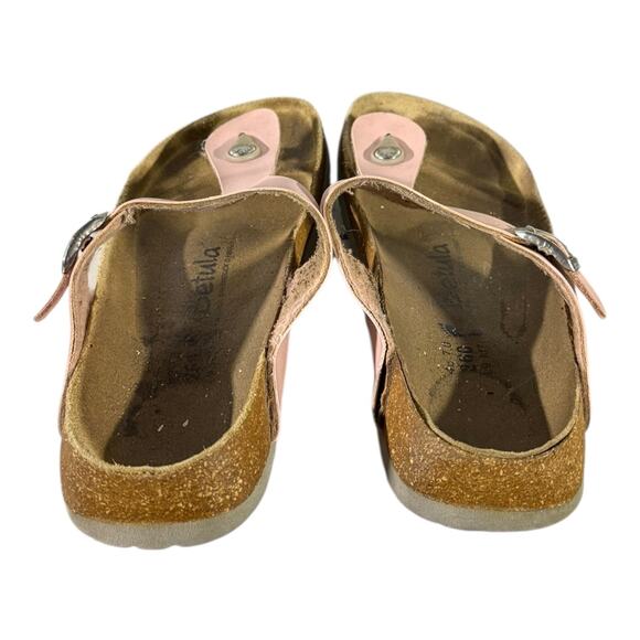 Birkenstock Gizeh Sandal Thong Pink Rose Gold EU 40 Leather Metallic Cork US 9 - Picture 6 of 9